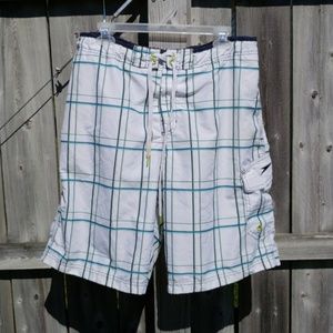 Speedo Board Short in Navy Blue & Lime Green Plaid